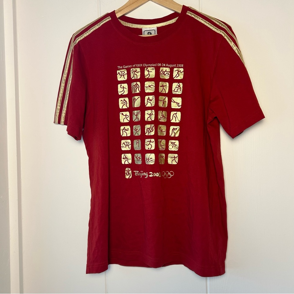 Adidas Red & Gold Beijing Olympics Graphic T-Shirt size XL